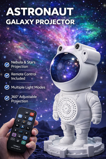 CosmicBuddy™ Nebula Astronaut Star Projector Lamp (Remote + Timer)