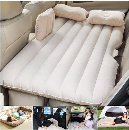 Rear seat air mattress with headrest pillows
