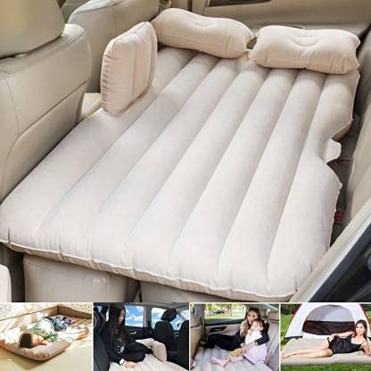 Inflatable car backseat mattress installed in rear seat