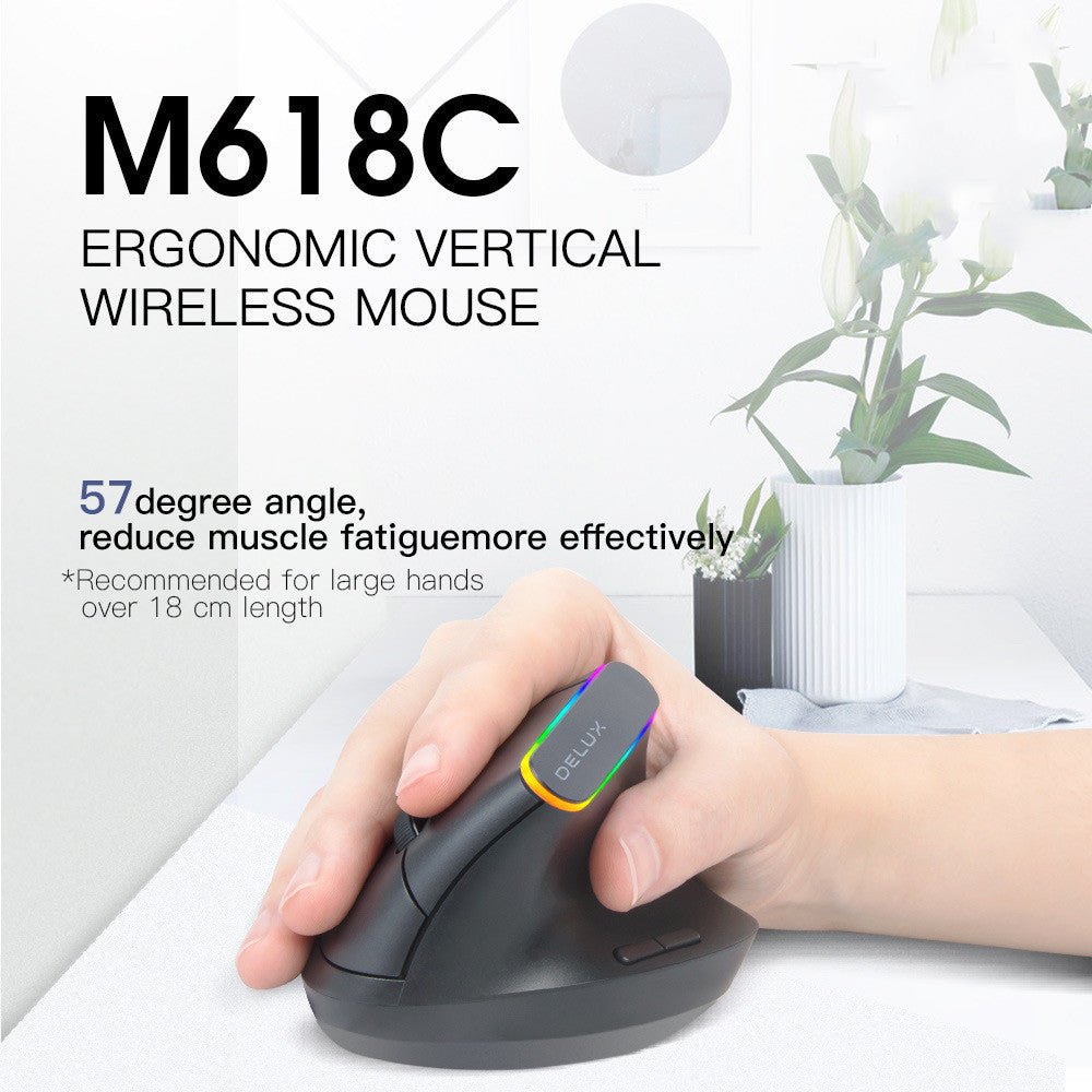 ErgoGlow vertical wireless mouse with RGB lighting