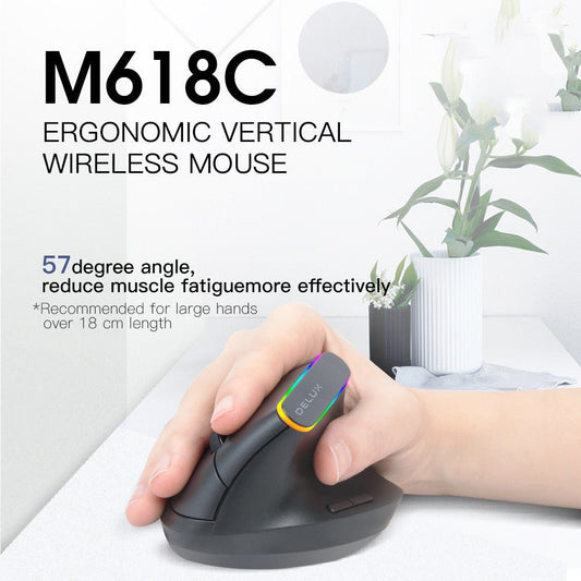 ErgoGlow vertical wireless mouse with RGB lighting