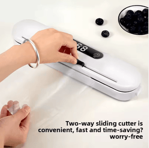 Compact vacuum sealing machine with LED display for wet and dry foods